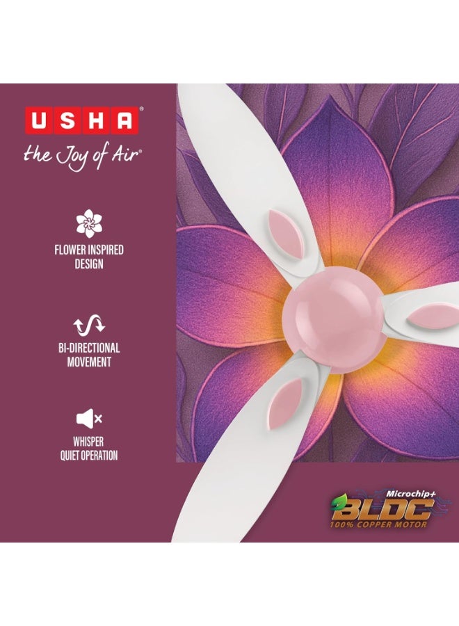 أوشا USHA New Bloom Series (Inspired by Plumeria) BLDC Ceiling Fan with Bi-Directional Feature | Sleep/Boost/Timer Modes | RF Remote | Whisper-Quiet | Dust-Resistant (white & Light Pink) - Image 4